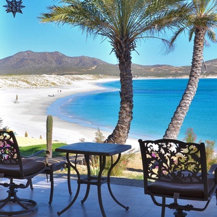 Outdoor seating with ocean view