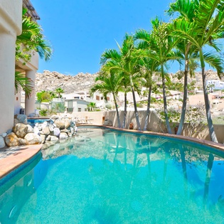 Pool patio and trees