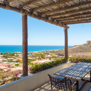 Shaded terrace dining