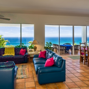 Spacious living room with ocean view