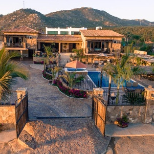 Aerial view of entrance to property