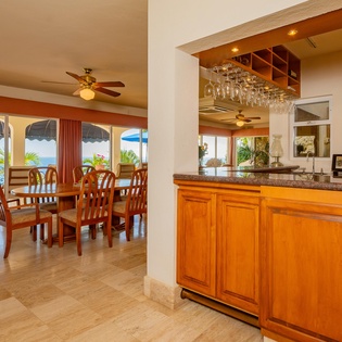 Full kitchen and dining area