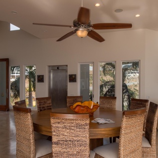 Dining room with elevator