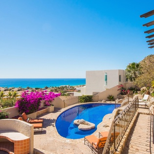 Pool with outdoor bar area