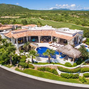 Aerial view of villa and golf course