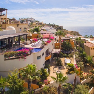 Large pool patio with sweeping ocean views