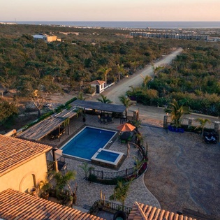 Aerial pool and Jacuzzi patio
