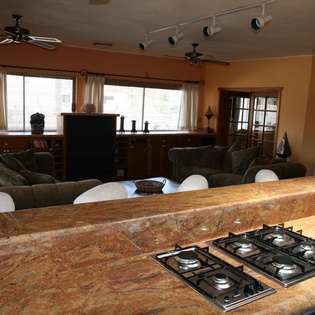Kitchen bar and living room