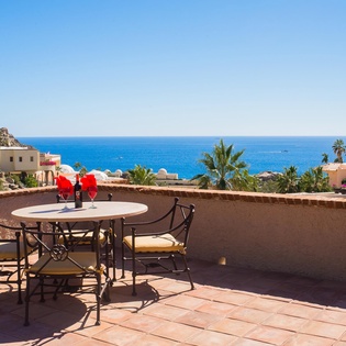 Terrace dining with an ocean view