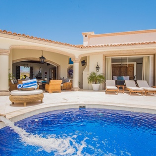 Pool terrace with pocket doors to the inside