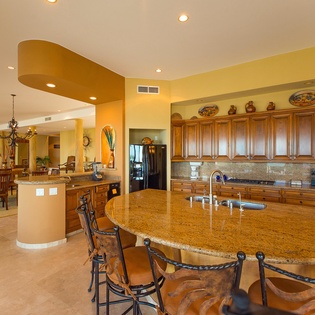 Gourmet kitchen with bar seating