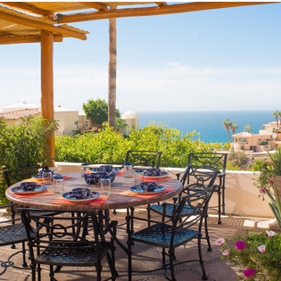 Covered outdoor dining with view