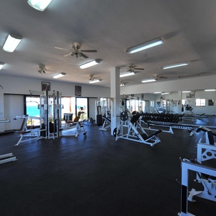 As is a full gym with free weights and machines