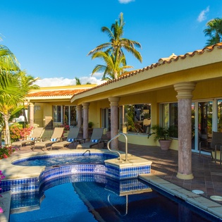 Poolside view of patio