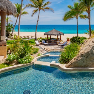 Patio with pool and beachfront
