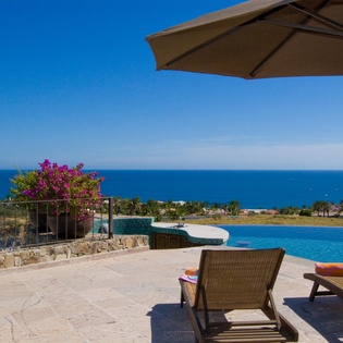 Poolside patio with gorgeous ocean views