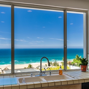 Kitchen with ocean view