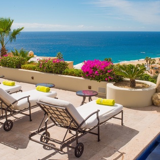 Ocean view pool lounging