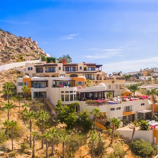 Aerial side view villa