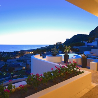 Terrace with ocean view during sunset