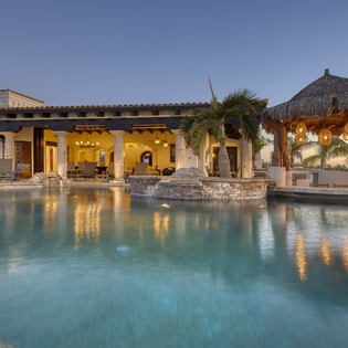 Poolside view of villa