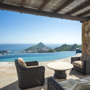 Patio seating with ocean views