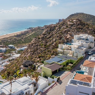Bird's eye view of villa neighborhood