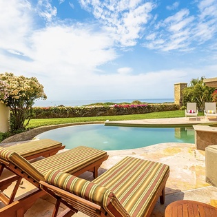 Poolside patio overlooking the ocean
