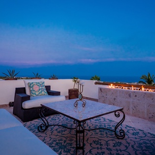 Rooftop seating with fire pit