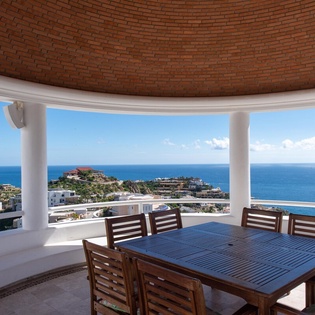Outdoor patio with dining area