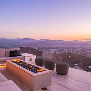 Fire pit with incredible views during sunset