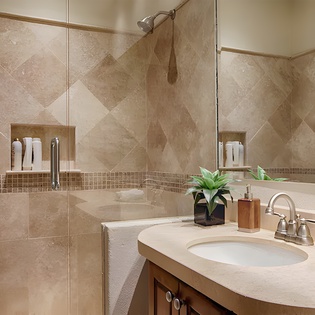 En suite bathroom with walk in shower