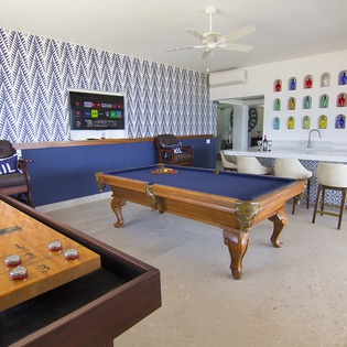 Entertainment room with ocean view