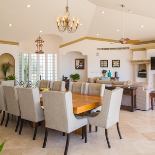 Dining table with seating for 10