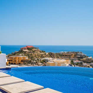Outdoor patio with ocean view