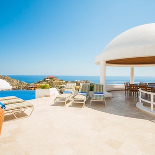 Outdoor patio with ocean view
