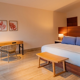 Bedroom suite with ocean views and access to patio