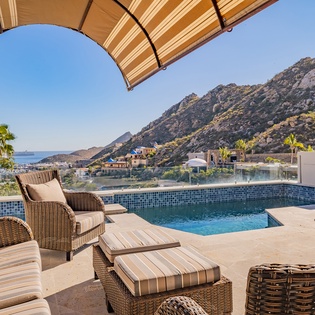 Poolside patio with Cabo ocean view