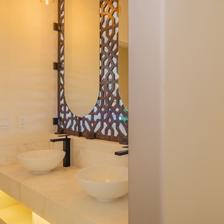 En suite bathroom with double sink