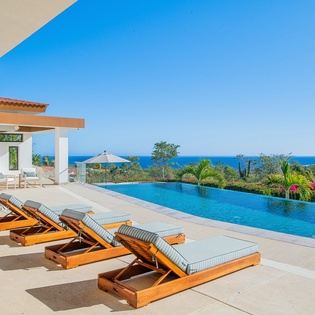 Sunny patio with ocean views