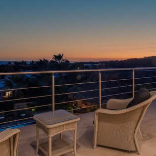Terrace with ocean view during sunset