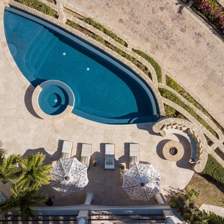Aerial view of infinity pool and jacuzzi