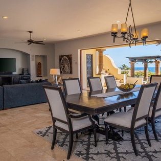 Spacious main living area and dining table