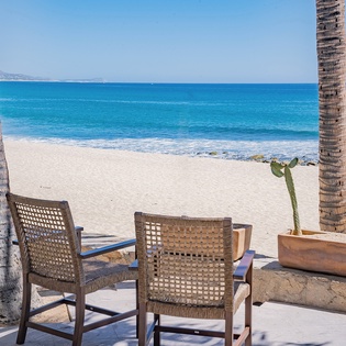 Outdoor seating by the beach