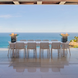 Outdoor dining area with incredible ocean views