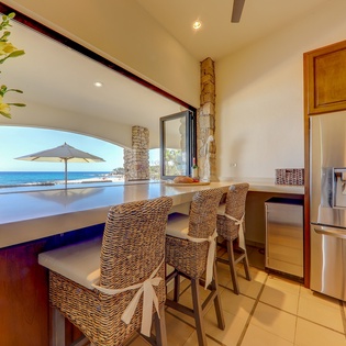 Bar seating in kitchen view ocean view