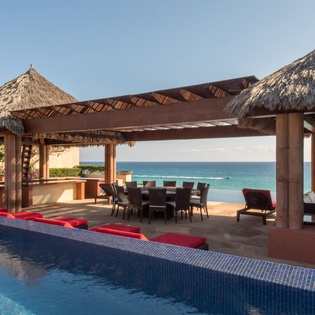 Patio with pool and ocean view