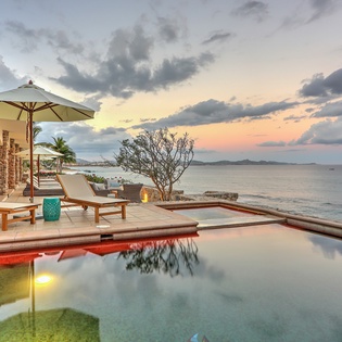 Poolside with beach view