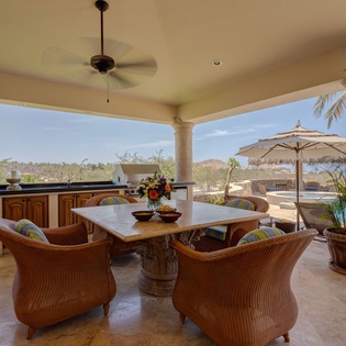 Outdoor seating area with views