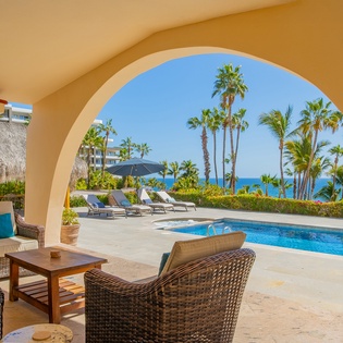 Outdoor seating with ocean views
